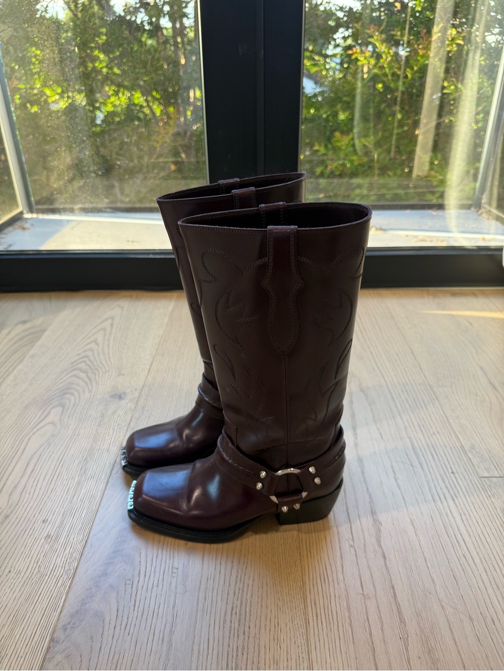 Sandro Brown Leather Combat Moto Boots - Picture 2 of 6